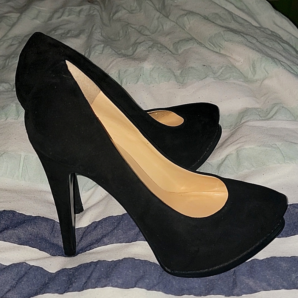 Black Guess  felt heels 5 inch heel